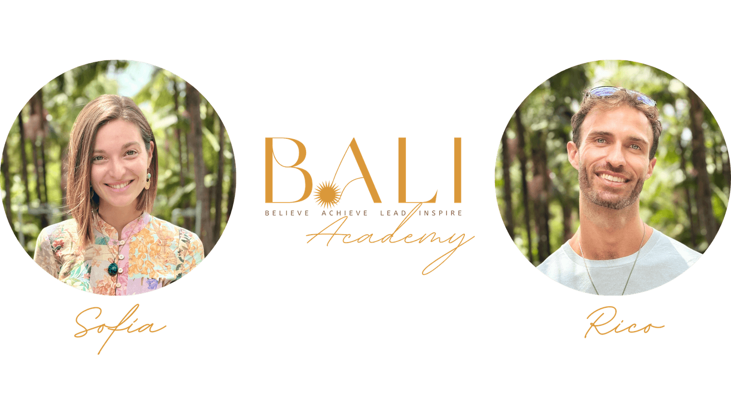 Sofía und Rico mit dem BALI Academy Logo